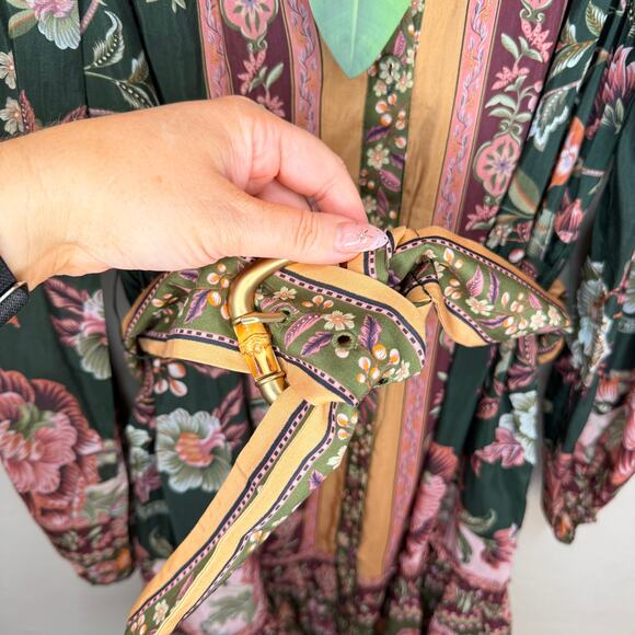 NWT Anthropologie Farm Rio Flowering Garden Tree Belted Puff Sleeve Mini Dress L - Picture 7 of 16